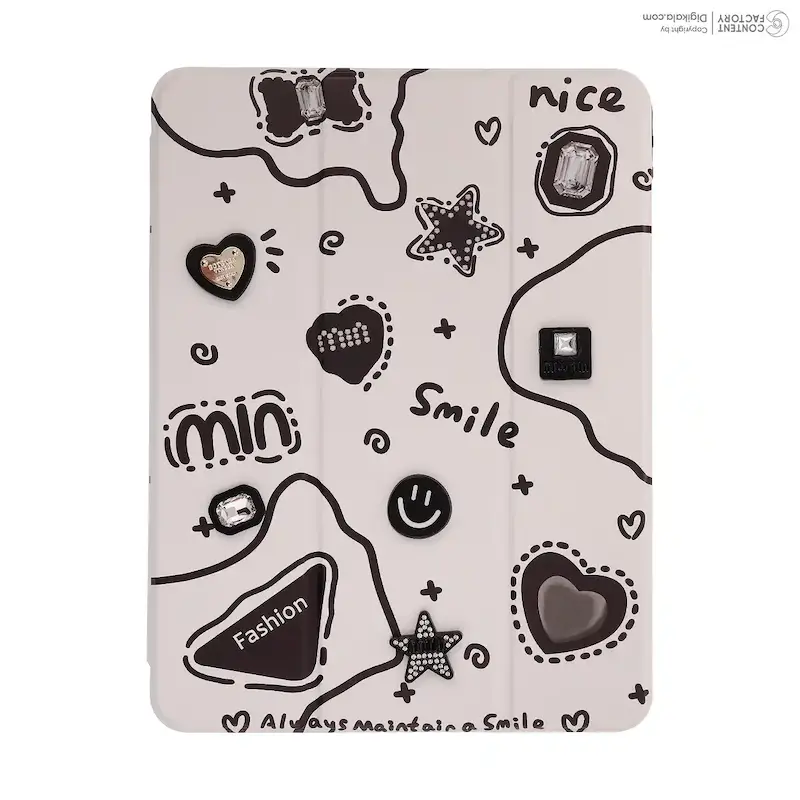 اسمارت کاور آیپد Ipad pro 11 2024 طرح برجسته smile با کیفیت چاپ عالی و جای قلم