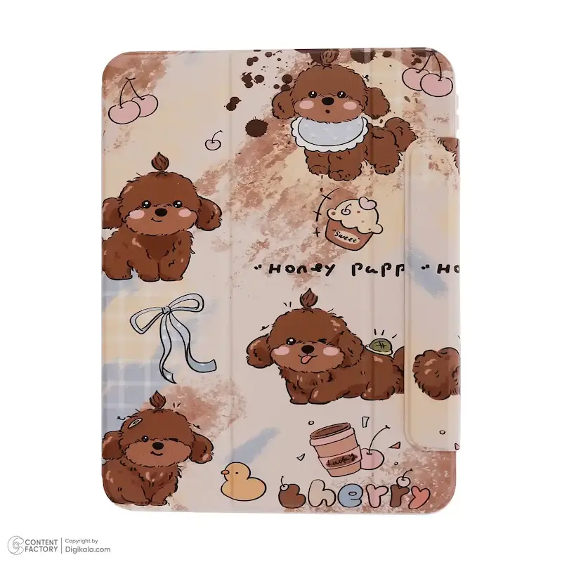 اسمارت کاور آیپد Air6 11 2024 طرح سگ و گیلاس با قابلیت جدا شدن قاب از کاور و جای قلم