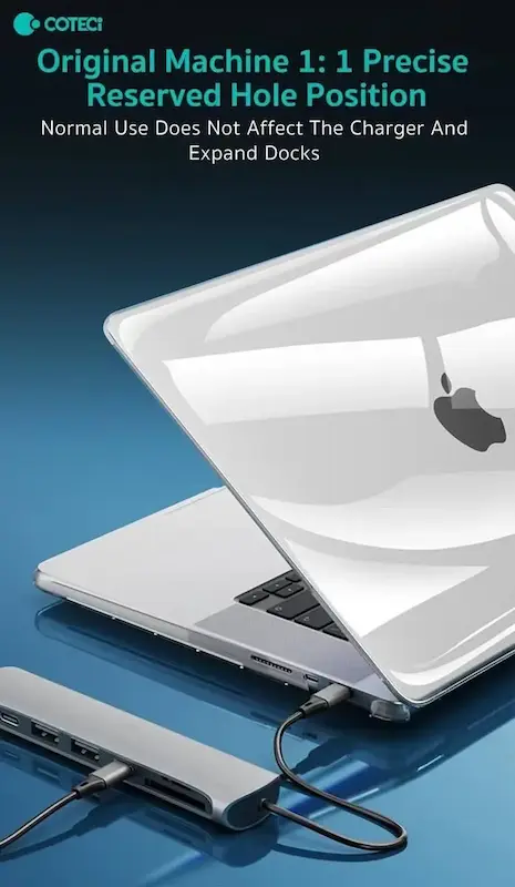 کاور مک بوک شفاف کریستالی برندcotetci مناسب مک بوک پرو سایز 15 اینچm4-2025(mc6-K4/mc6-L4/mc7-C4)