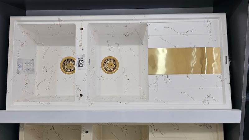 سینک توکار  گرانیتی رونی پلاس سفید طلایی 