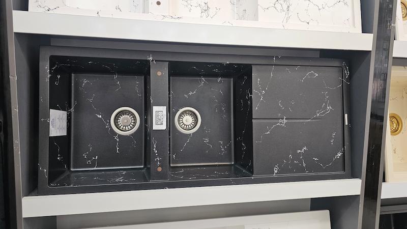 سینک توکار  گرانیتی رونی مشکی طرح سنگ 