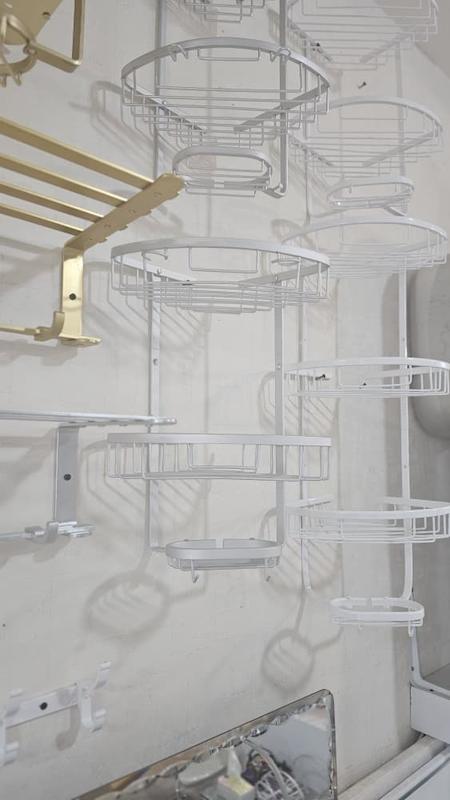 جا شامپو سه کنج حمام 2 طبقه آلومینیوم  نقره ای 