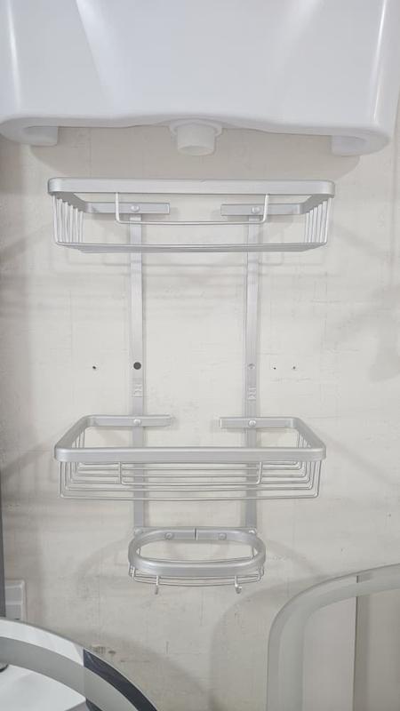 جا شامپو وسط حمام 2 طبقه آلومینیوم  نقره ای 