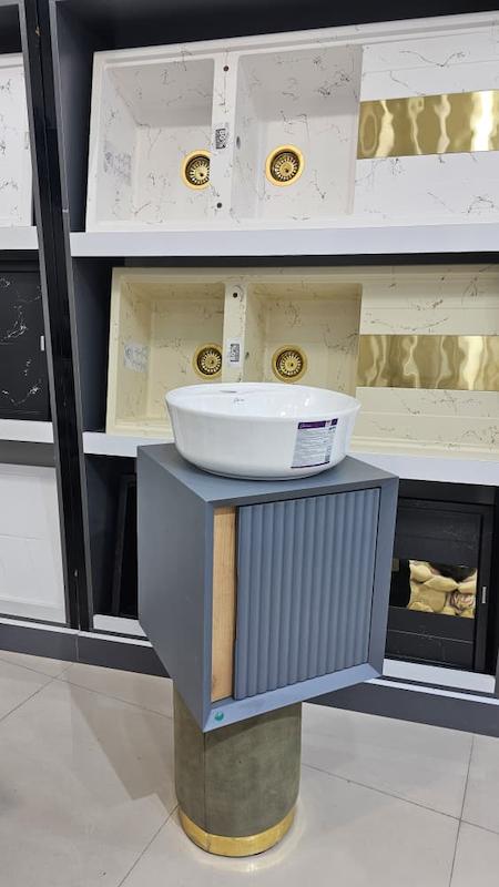 روشویی کابینتی مدل موناکو طوسی همراه کاسه سفید 