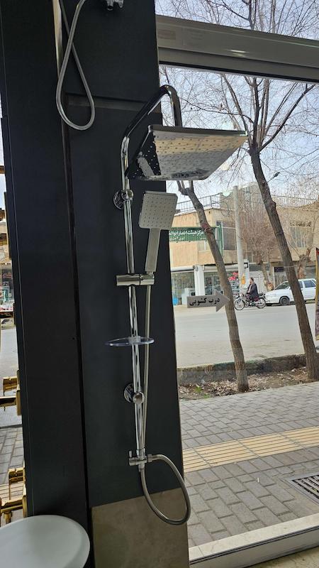 علم دوش دوکاره رسوبگیر اتومات کروم چهار گوش 