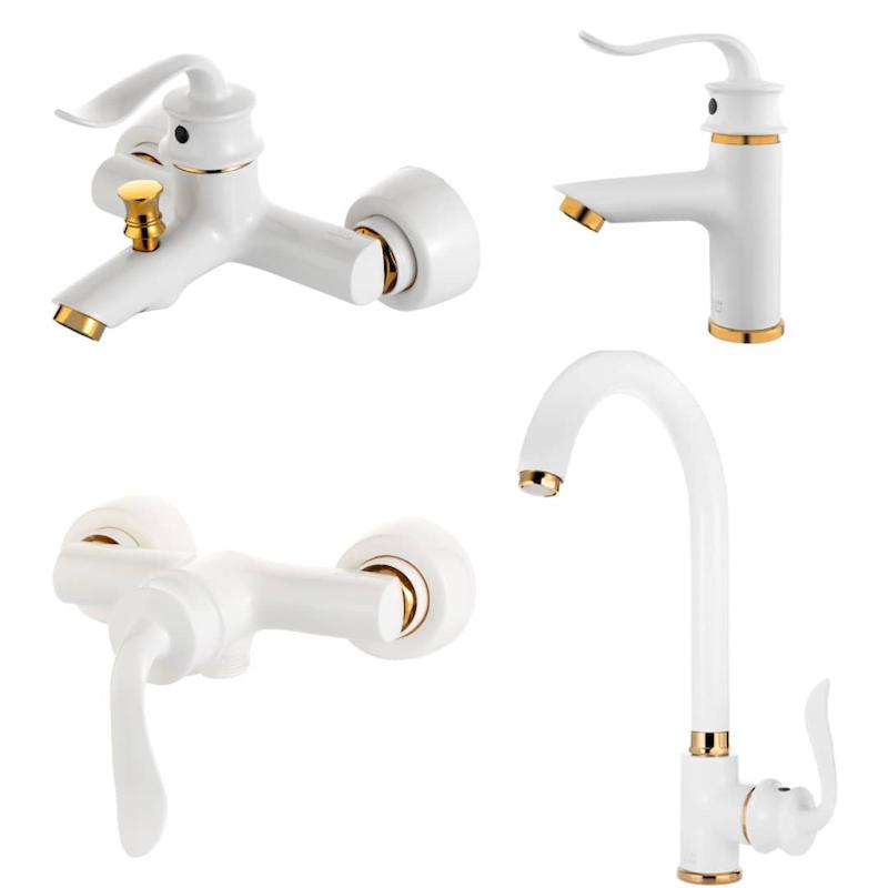 ست کامل شیرآلات مدل پروشات سفید 