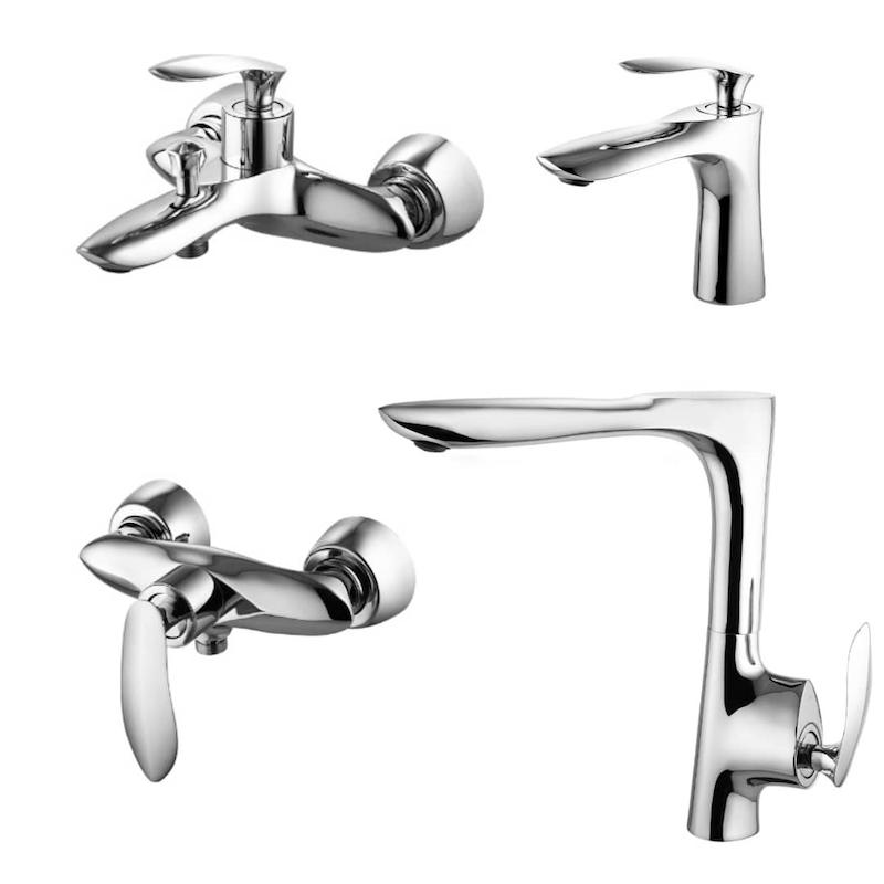 ست کامل شیرآلات مدل کلودی کروم براق 