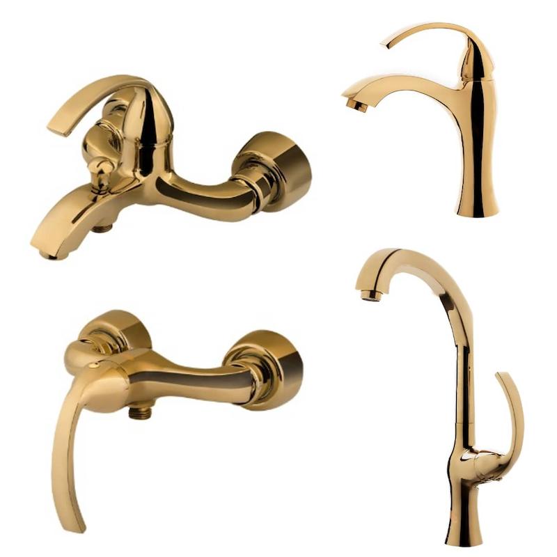 ست کامل شیرآلات مدل کلوین طلایی براق 