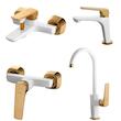 ست کامل شیرآلات مدل ماربل سفید طلایی 