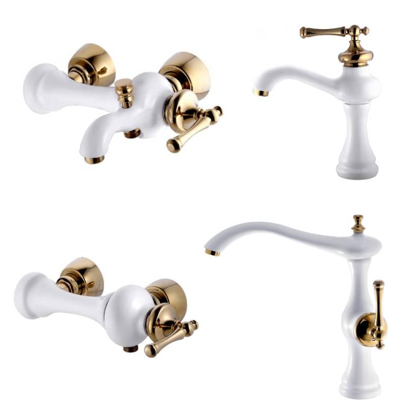 ست کامل شیرآلات مدل مجیک سفید طلایی 