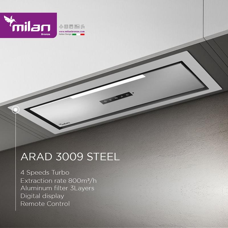 هود مخفی استیل میلان مدل آراد 3009 سایز 70