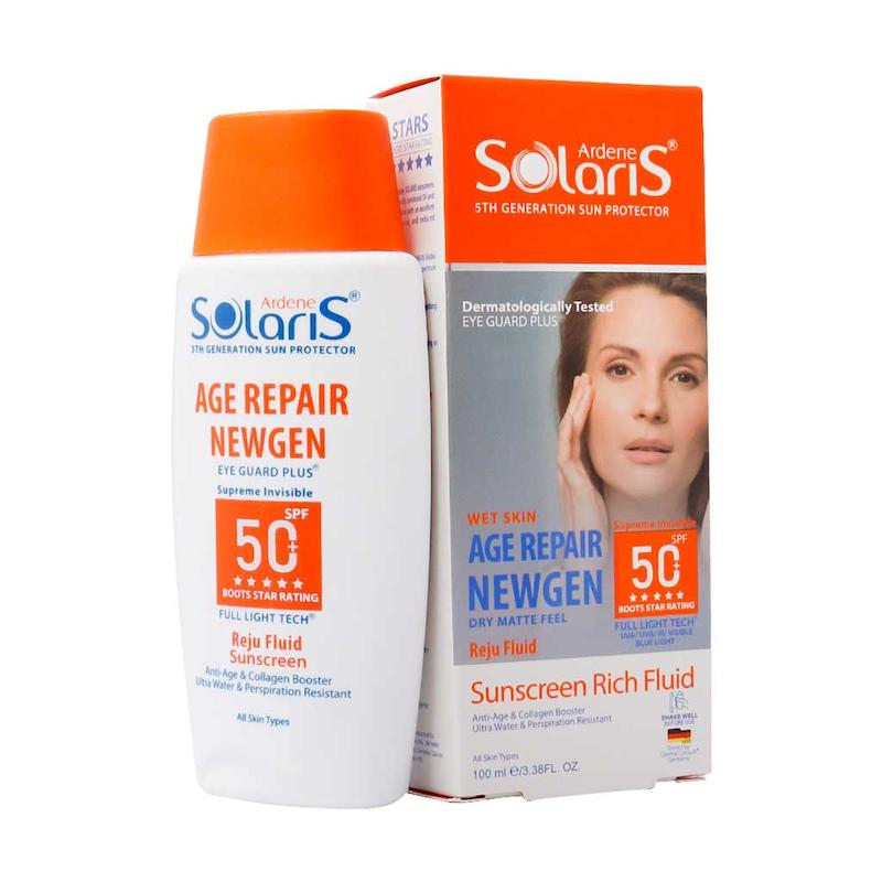 فلوئید ضد افتاب SPF50 جهت پوست های دارای چروک سطحی اردن سولاریس بی رنگ