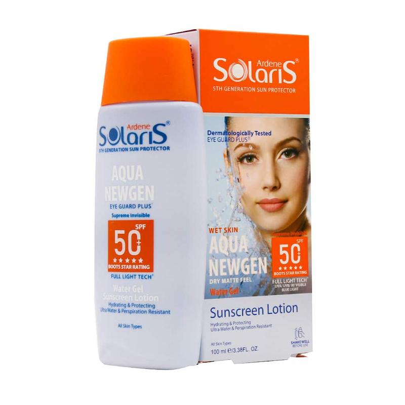 لوسیون ابی ضد افتاب فاقد چربی SPF50 اردن سولاریس مناسب انواع پوست بی رنگ 