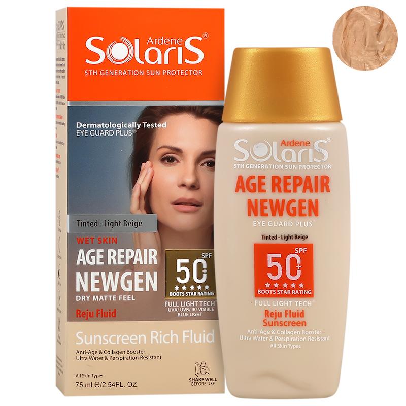 فلوئید ضد افتاب SPF50 جهت پوست های دارای چروک های سطحی اردن سولاریس مناسب انواع پوست رنگ لایت بژ