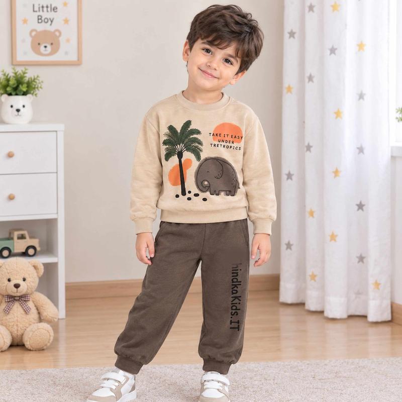 ست سویشرت و شلوار پسرانه و دخترانه طرح فیل کد 06