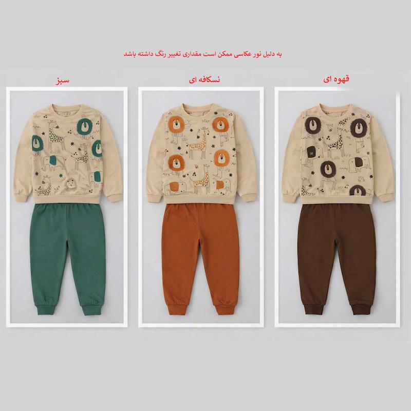ست سویشرت و شلوار پسرانه و دخترانه طرح حیوانات جنگل بامزه کد 08