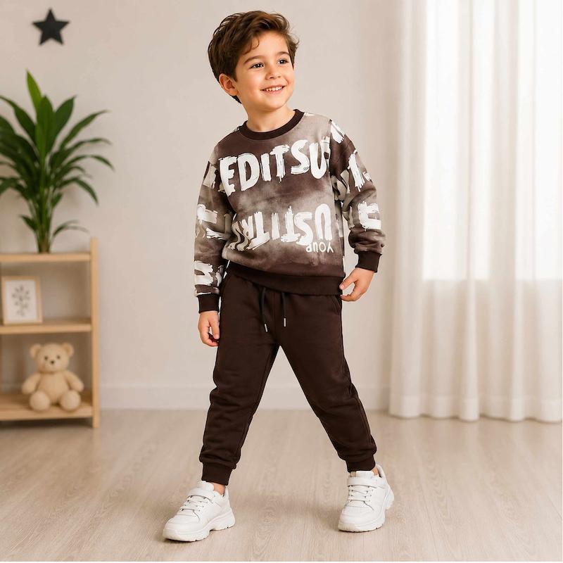 ست سویشرت و شلوار پسرانه و دخترانه طرح حروف کد 27