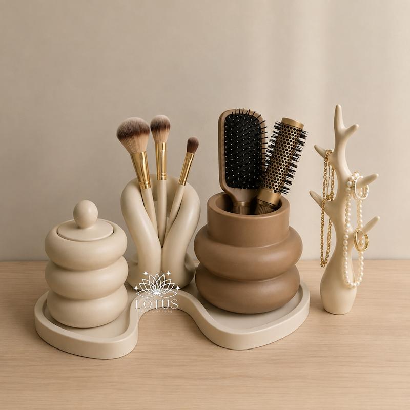 ست نظم دهنده میز آرایشی قهوه ای 