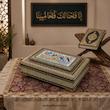 جعبه قرآن با خاتم کاریِ فاخر و طرحِ گل و بلبل