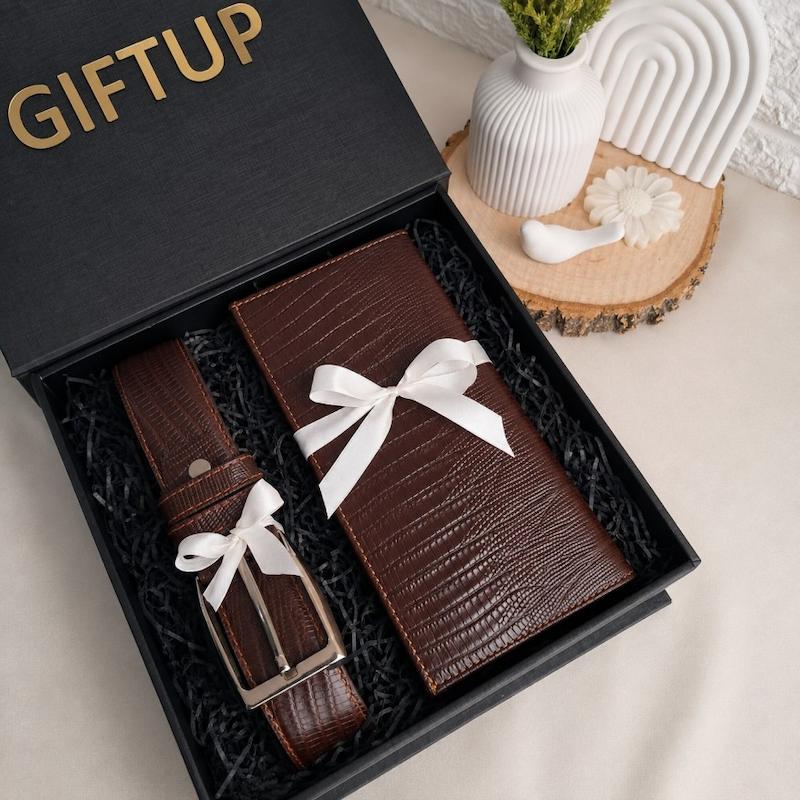 ست هدیه چرم مردانه طرح لیزارد 