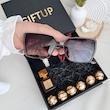 باکس هدیه زنانه گیفتاپ | ساعت طرح امگا، عطر باکارات رژ، عینک UV400 و شکلات