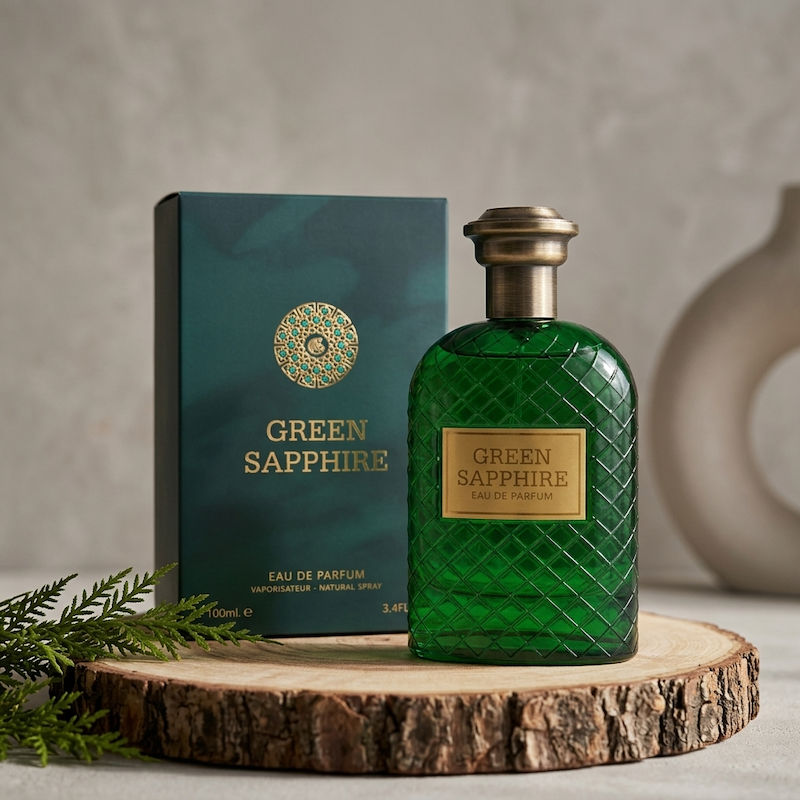 ادکلن مردانه فرگرنس ورد مدل گرین سفیر (Fragrance World Green Sapphire) حجم ۱۰۰ میل