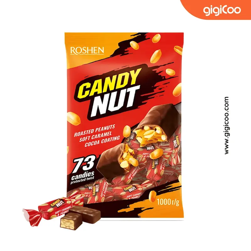 شکلات پذیرایی روشن Roshen - کندی نات Candy Nut - کارامل و بادام زمینی 
