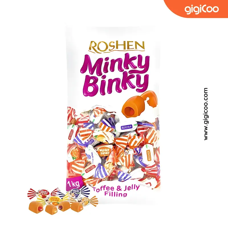 تافی پذیرایی روشن Roshen - مینکی بینکی Minky Binky - مغزدار ژله میوه ای