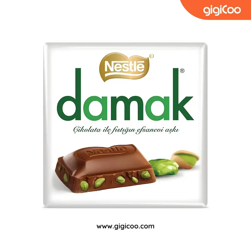 شکلات داماک نستله Nestle Damak - شیری با مغزی پسته - 60 گرمی