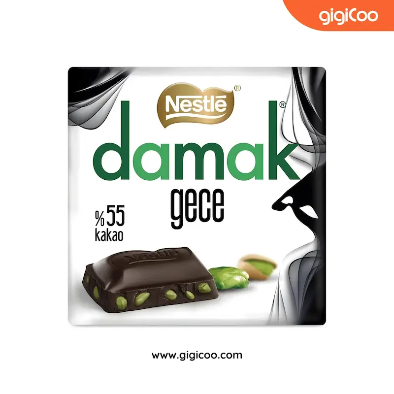 شکلات داماک نستله Nestle Damak - تلخ با مغزی پسته - 60 گرمی