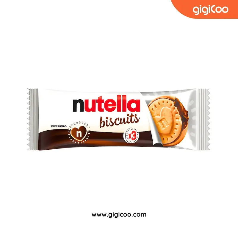 بیسکوئیت نوتلا Nutella - مغزی شکلاتی - بسته 3 عددی