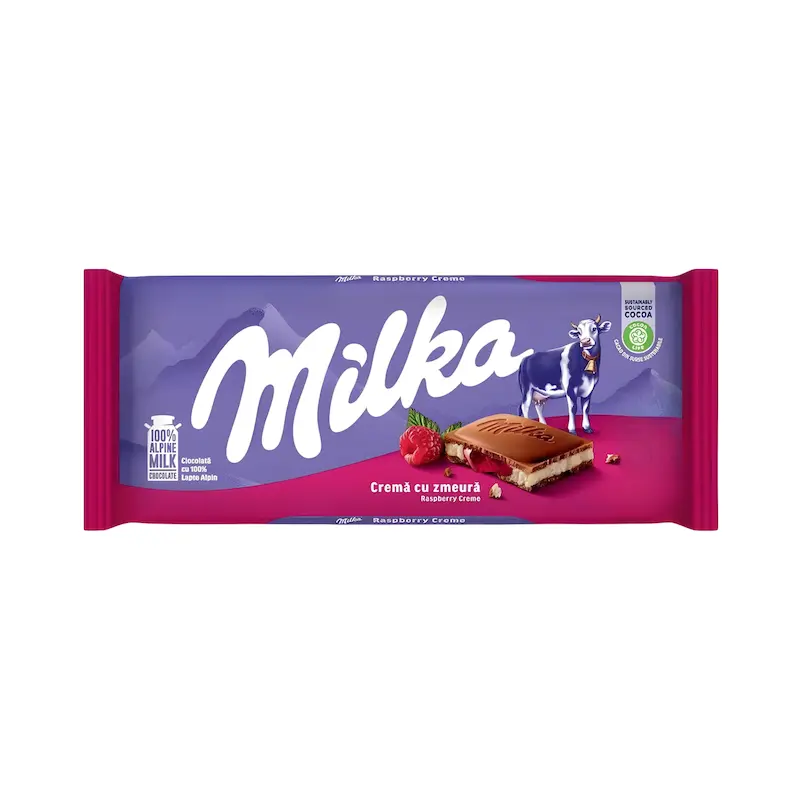 شکلات میلکا Milka - کرم رَزبری - 90 گرمی