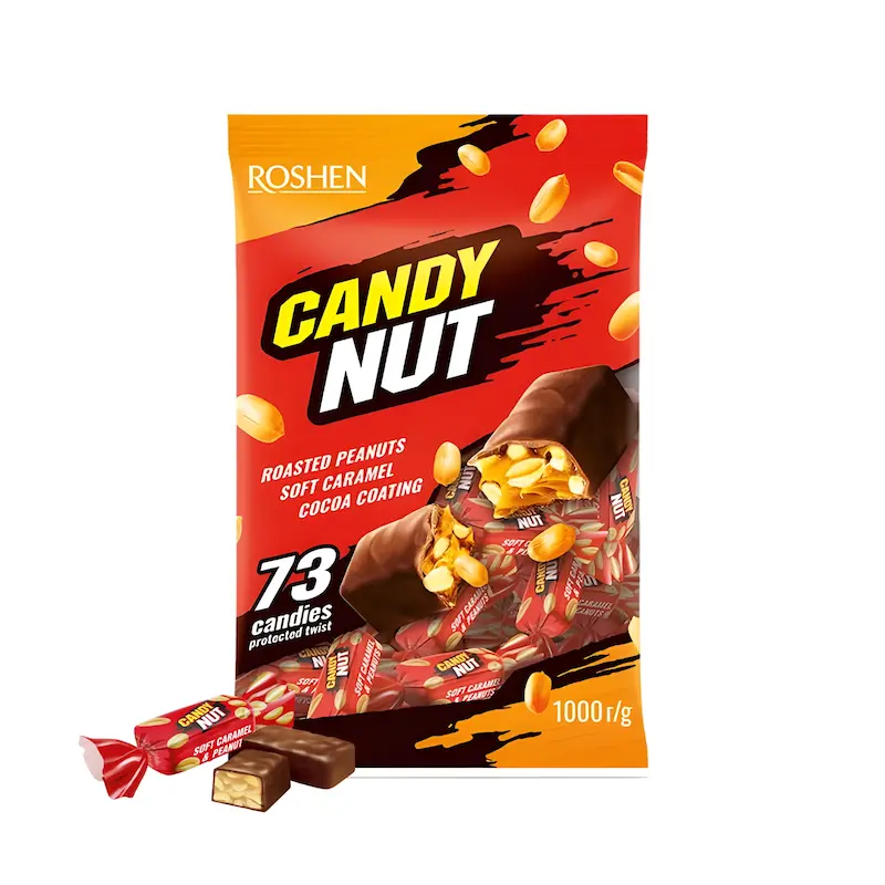 شکلات پذیرایی روشن Roshen - کندی نات Candy Nut - کارامل و بادام زمینی 