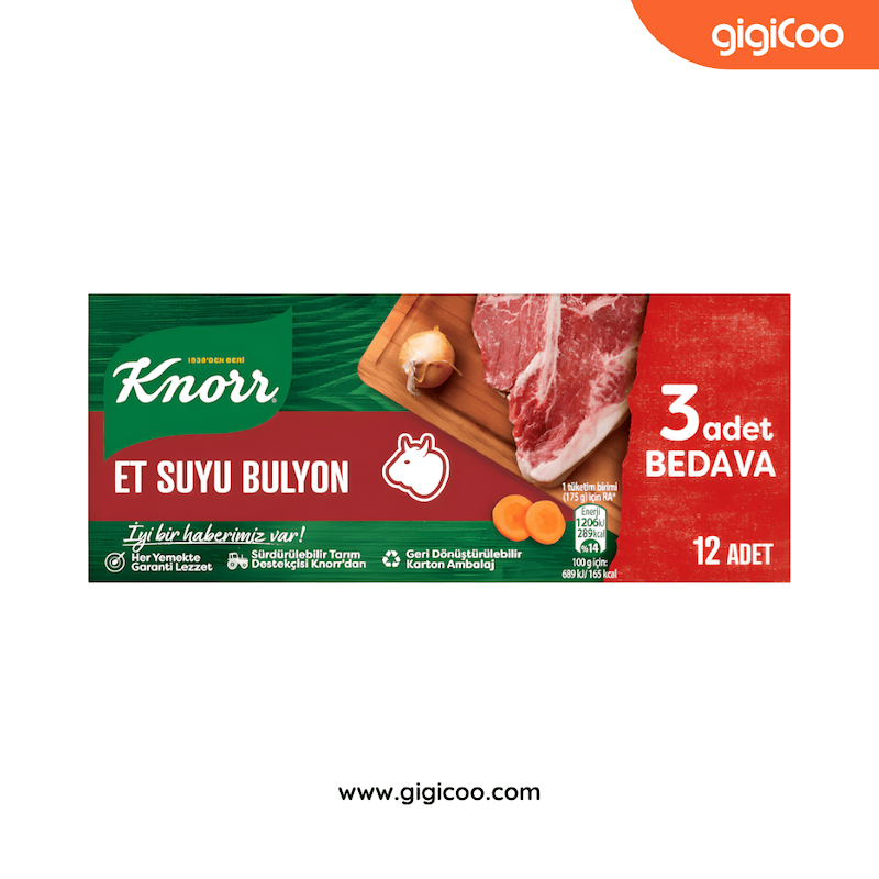 قرص عصاره گوشت کنورKnorr - طعم دهنده گوشت و غذا - 12 عددی