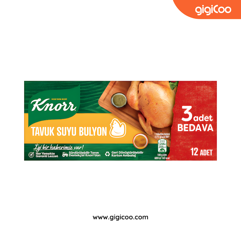 قرص عصاره مرغ کنورKnorr - طعم دهنده مرغ و غذا - 12 عددی