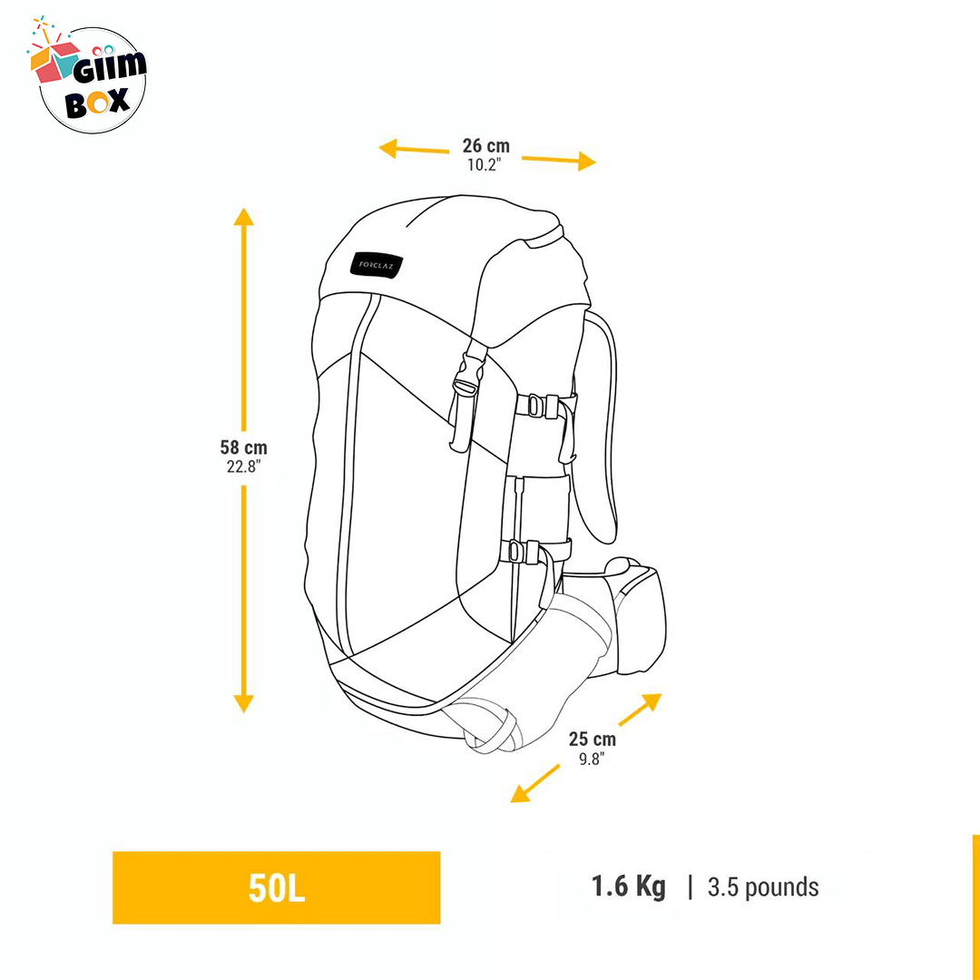 کوله پشتی کوهنوردی 50 لیتری فورکلاز زنانه MT-100 EASYFIT