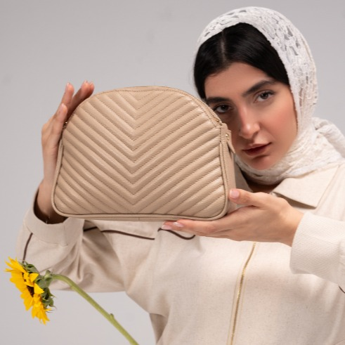 کیف چرم طبیعی مدل آروا کرم