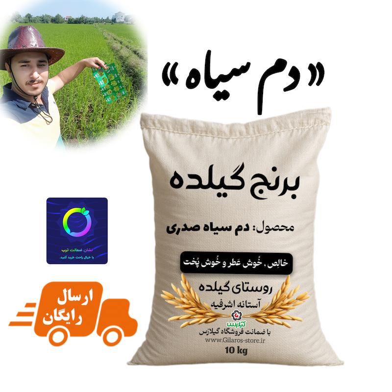 برنج دانه بلند و معطر دم سیاه صدری گیلان خالص 10 کیلویی