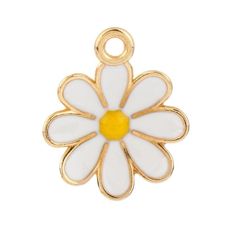 آویز بابونه سفید گردنبند تک سوراخه دیزاین بافتمو