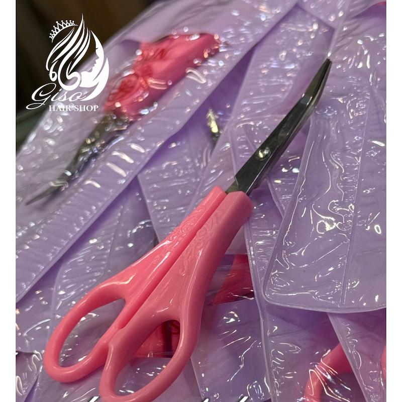قیچی استیل همه کاره اصلاح ابرو بینی اورجینال کوچک دسته صورتی سرکج