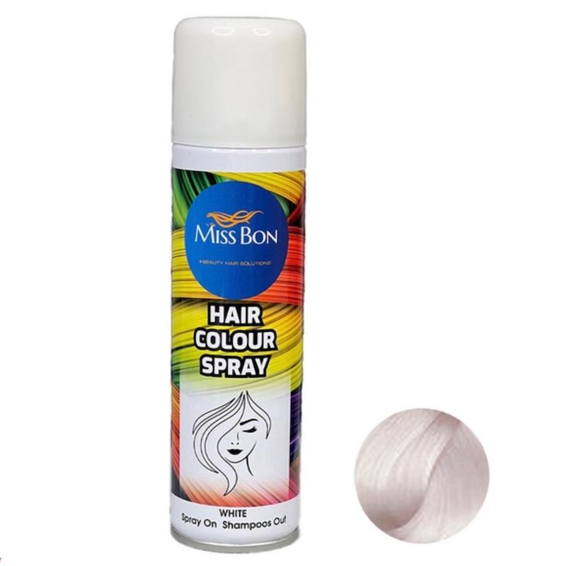 اسپری رنگ مو میس بون Miss Bon حجم 150 میلی لیتر رنگ White سفید