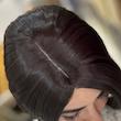 تاپر تکرنگ قهوه ای سوخته پروتز مو صاف گیسوشاپ مدل اینجکشن گیره ای زنانه با موی الیاف طبیعی حرارتی