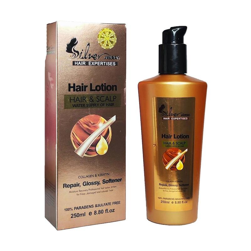 لوسیون مو پمپی بدون سولفات کراتین و کلاژن سیلور مون 250 میل Silver moon hair lotion