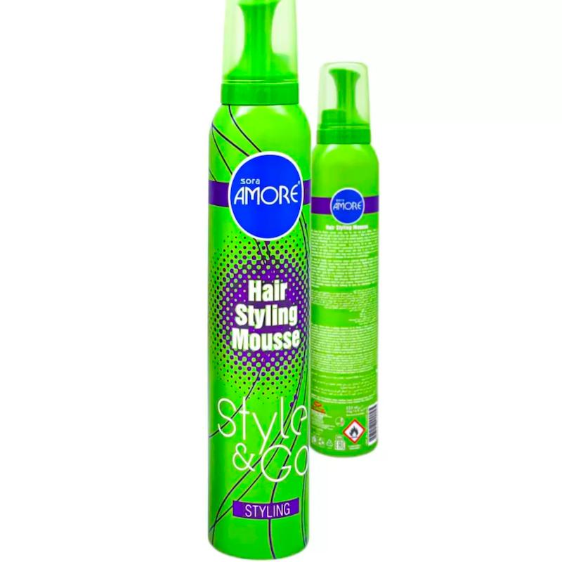 موس حالت دهنده مو سورا آمور سبز اصل sora AMORE Hair styling mousse 225 میلی لیتر