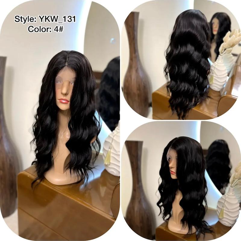 کلاه گیس‌ فر رترو بلند زنانه فرق متحرک جلو تور پوستی مشکی طبیعی