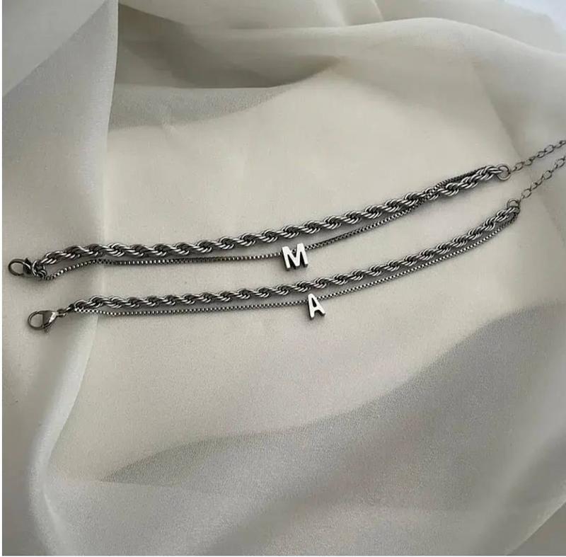 دستبند ست دولاین طنابی و حروف