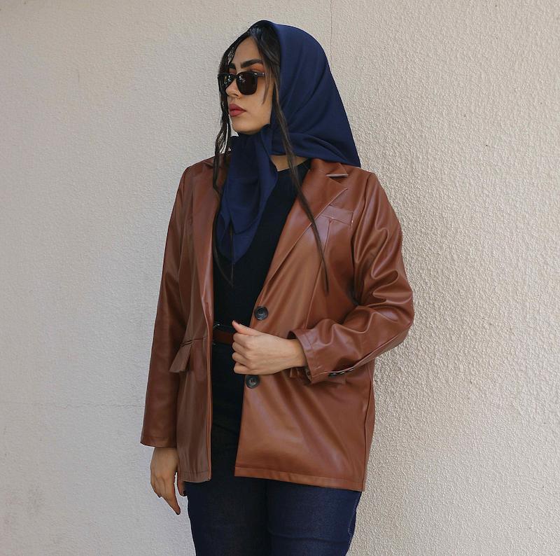 کت چرم عسلی