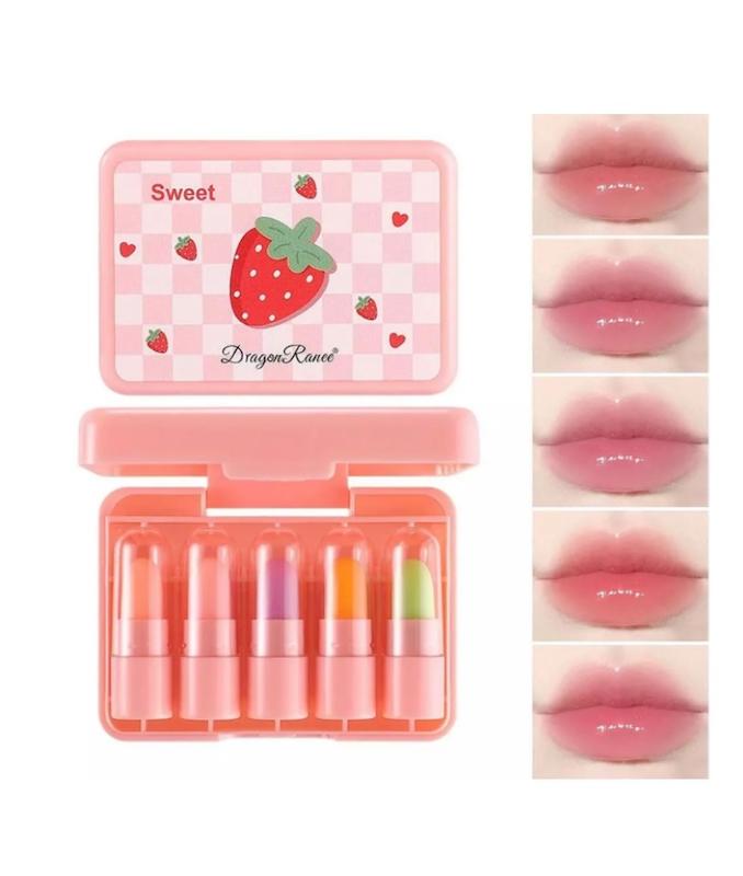 پک 5 عددی لیپ بالم توت فرنگی اورجینال Dragon Ranee ☁️🍓
