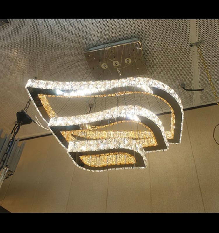 لوستر آویز 3حلقه برگی 70سانتی 70-50-30