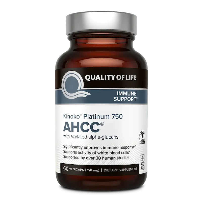 کپسول AHCC Kinoko مدل پلاتینیوم ۶۰ تایی ۷۵۰mg